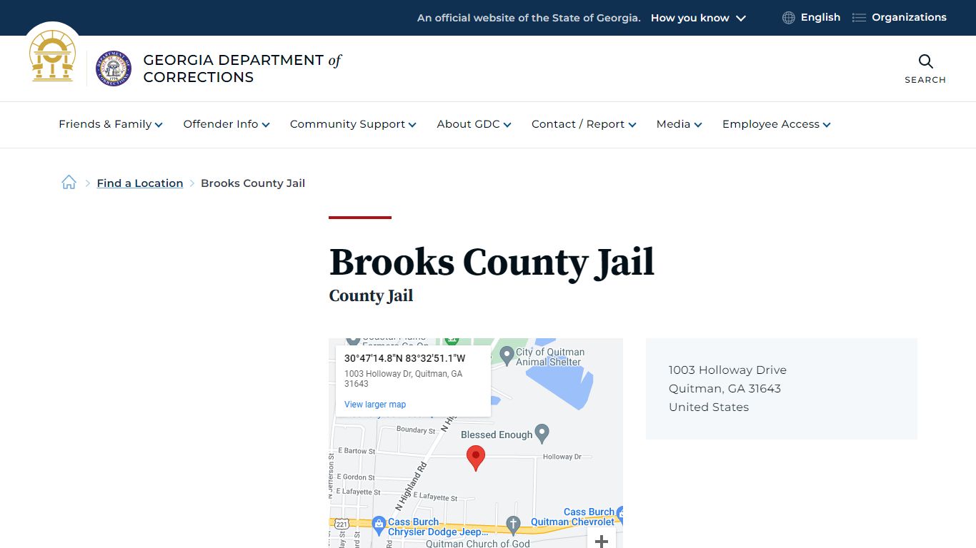 Brooks County Jail | Georgia Department of Corrections